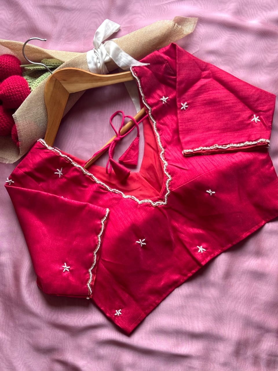 Luxe Pearl Stitched Blouse sarees
