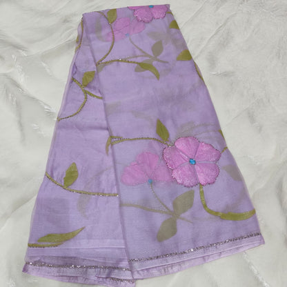 Aakasam Hand painted Chiffon Handwork trending  sarees
