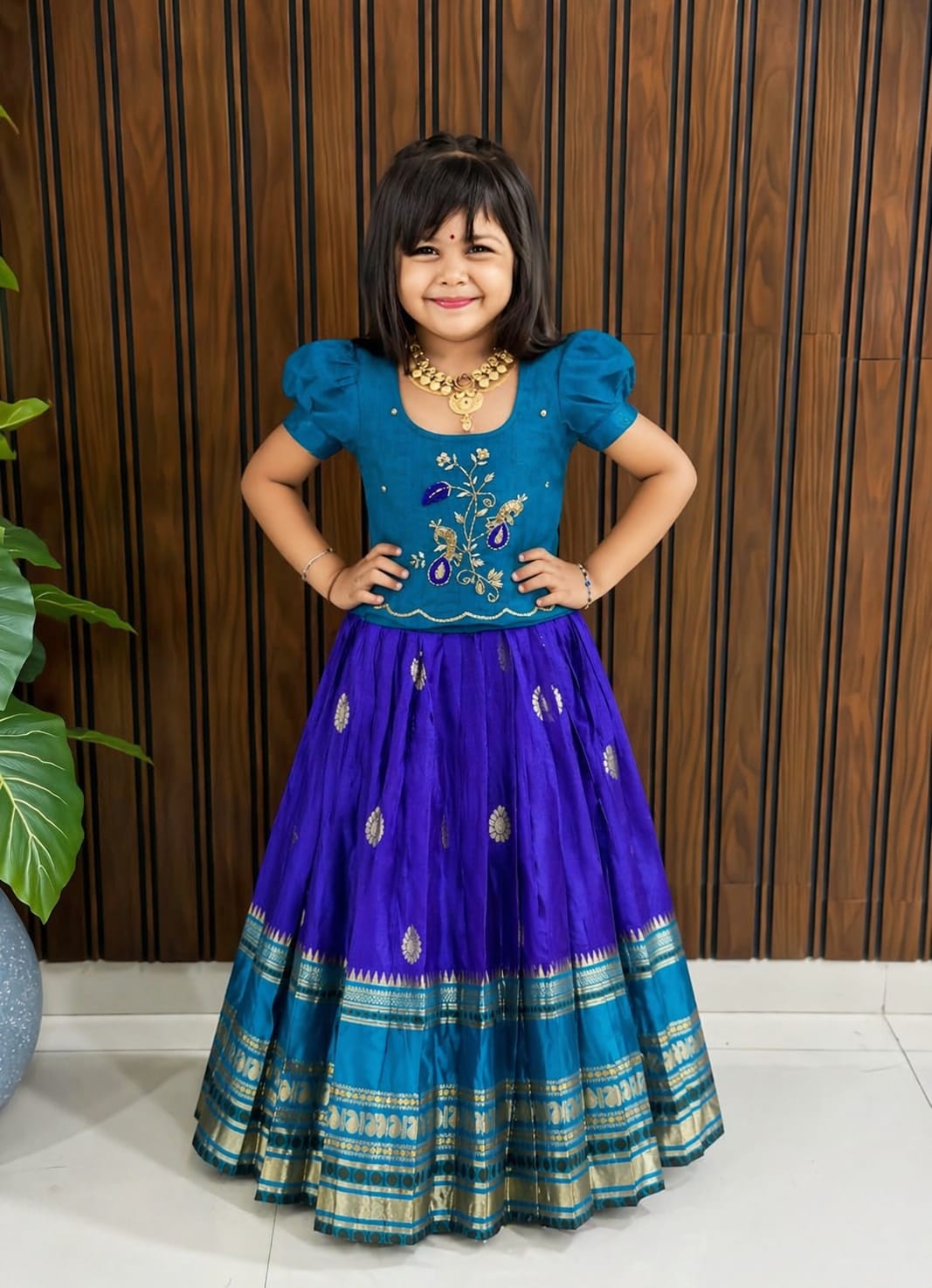Kids special cute weaving with work blouses