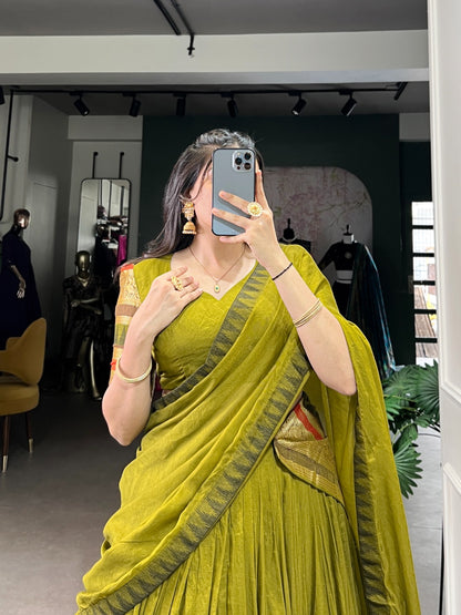 A tale Of Royalty Woven in Chanderi Zari Lehenga