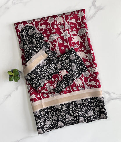 Mangalkari saree with pichwai print on all over the saree