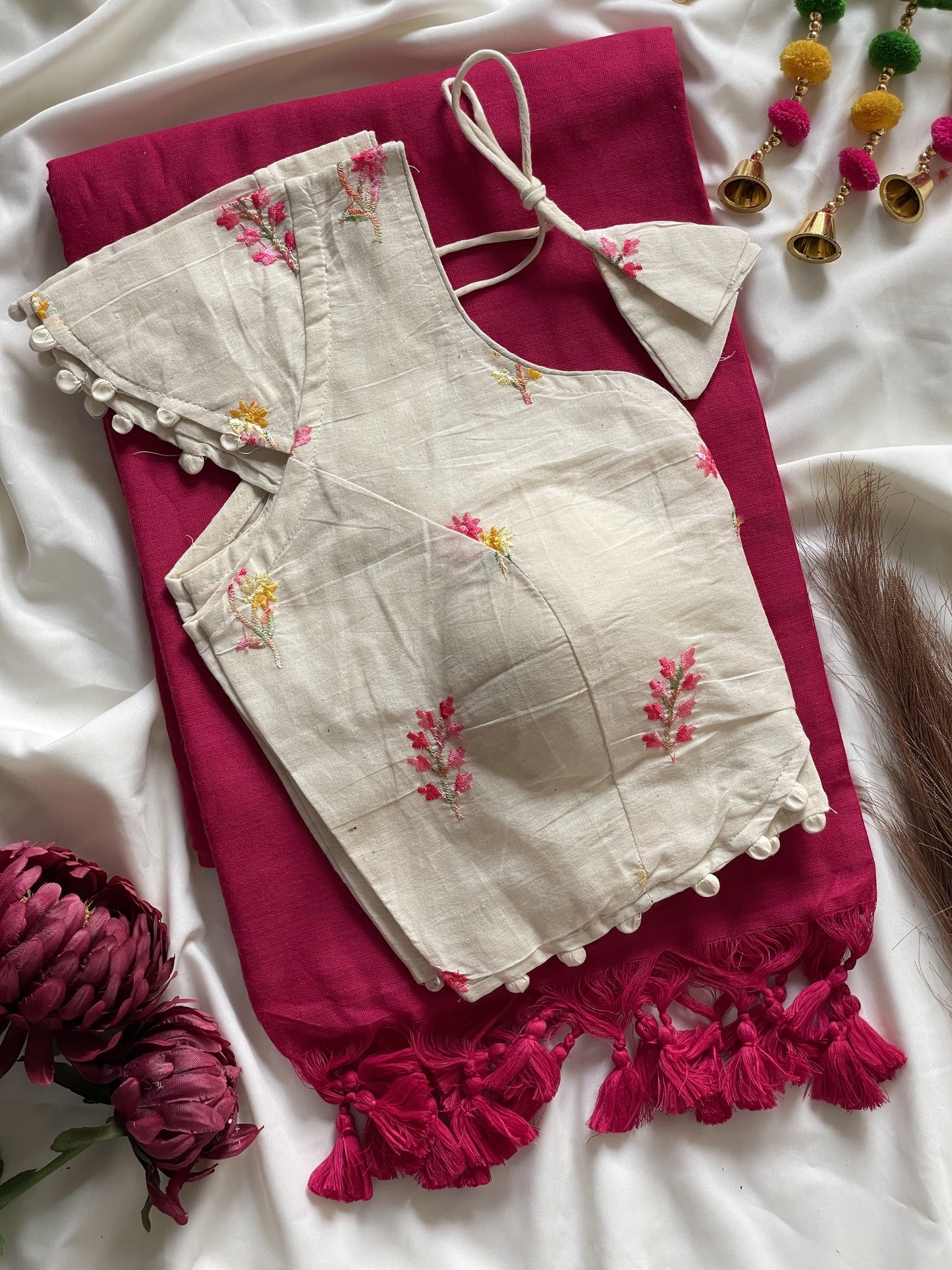 Khadi cotton with Heavy Embroidery work blouse