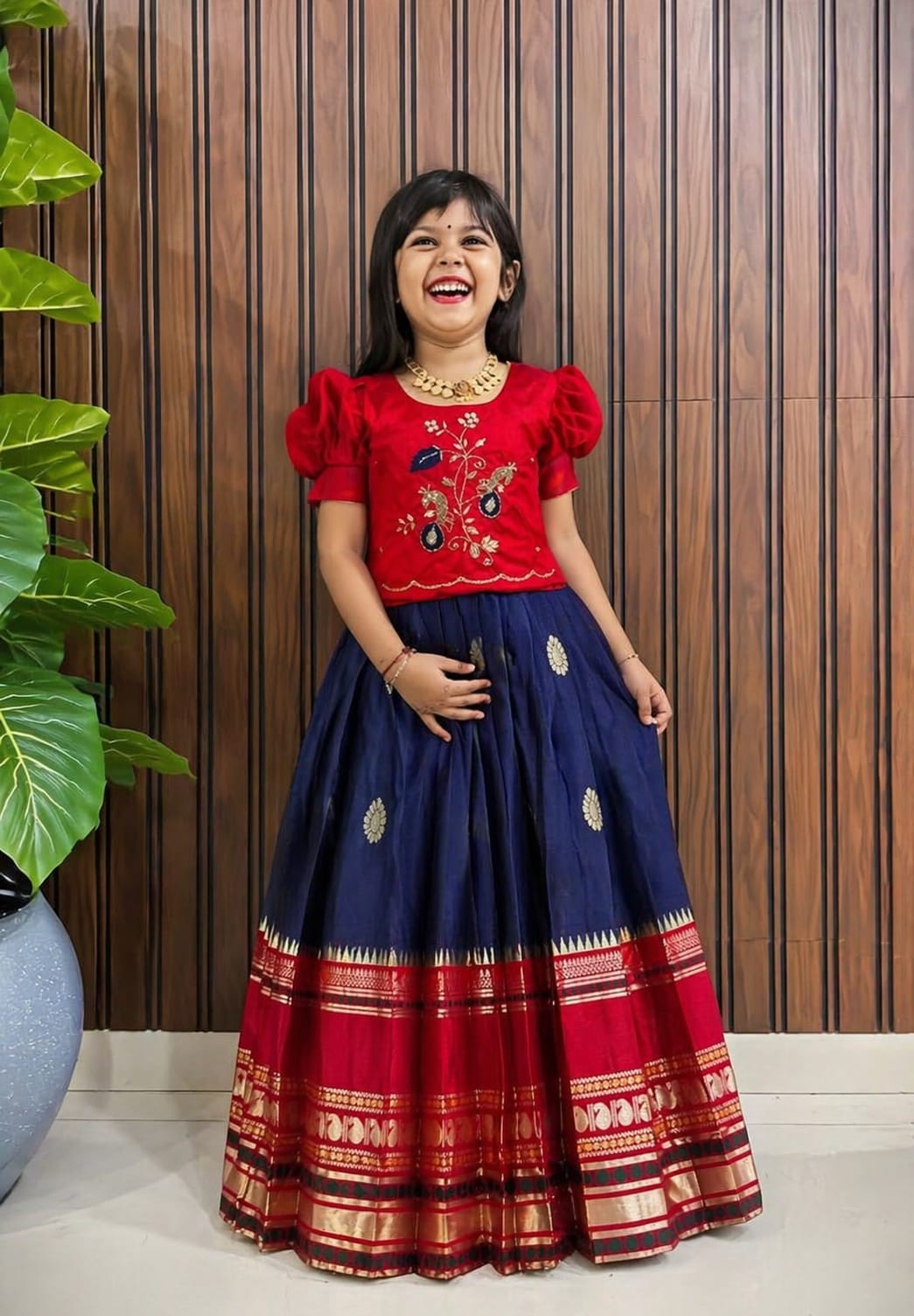 Kids special cute weaving with work blouses