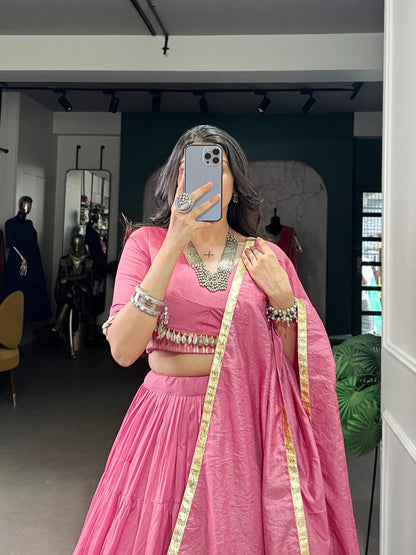 lehenga that whispers culture – pure Chanderi, pure devotion.🌸✨