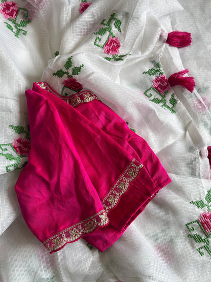 Kota doriya sraee with Desginer lace stitched blosue