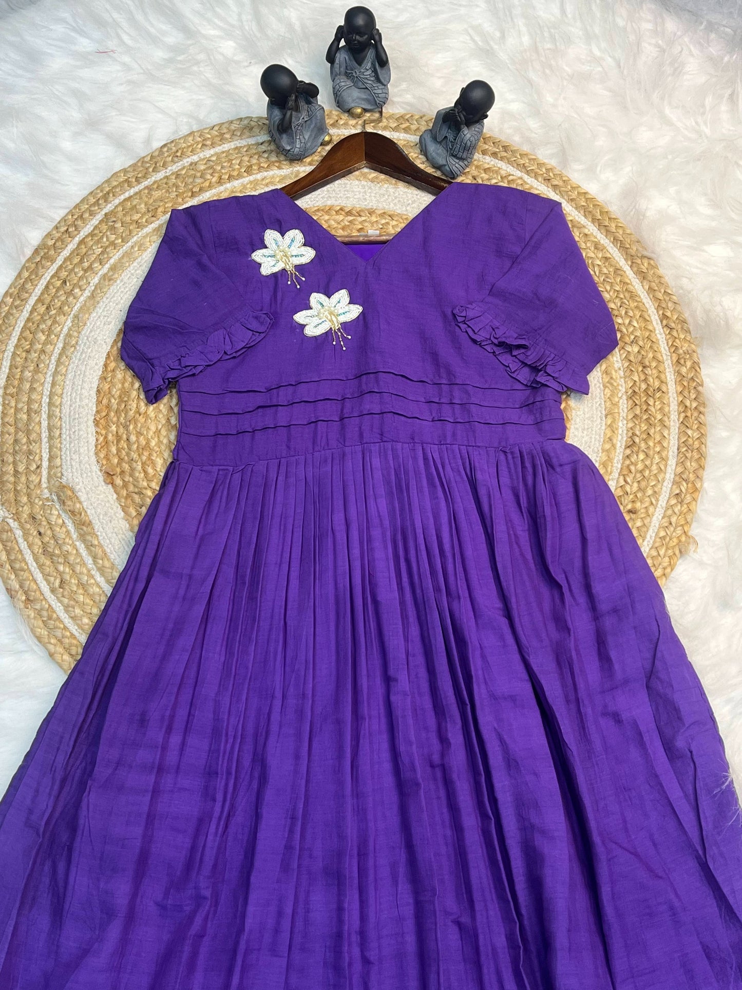 Hand work Mul Cotton party wear gowns