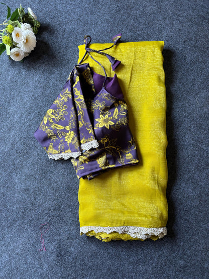 Thread model Blouse Candy Crush saree with stitched