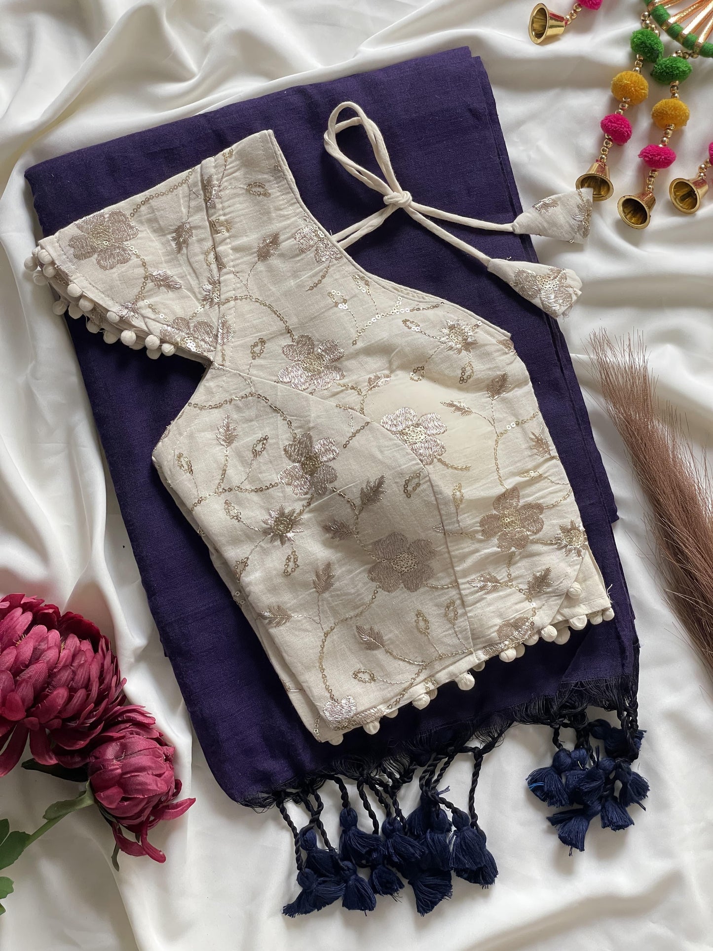 Khadi cotton with Heavy Embroidery work blouse