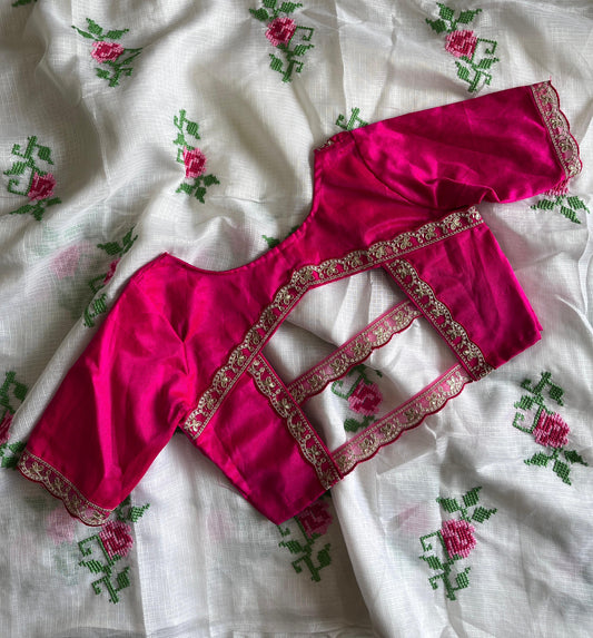 Kota doriya sraee with Desginer lace stitched blosue