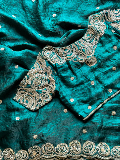 Luxe Saree With Stitched blouse space silk saree
