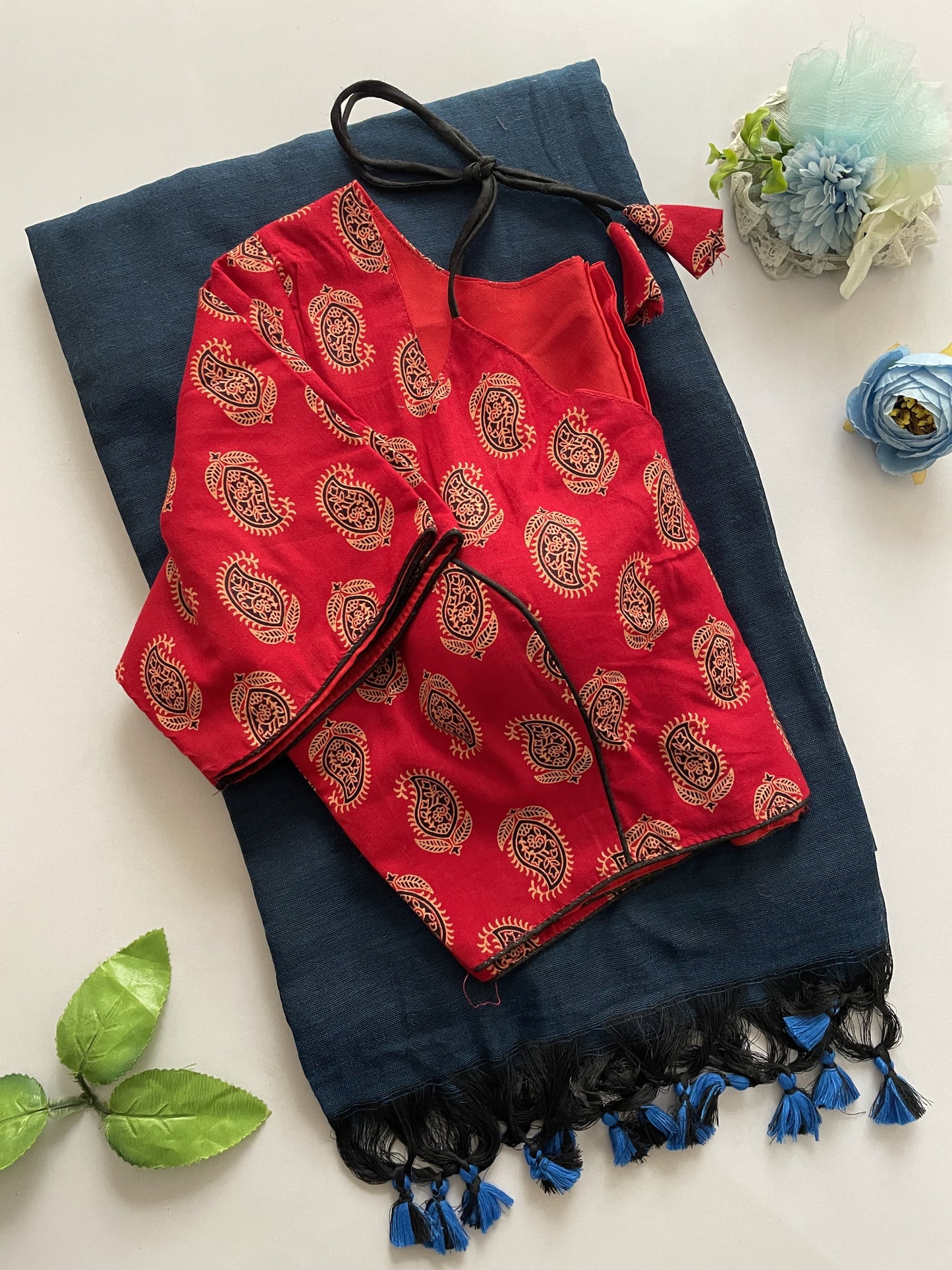 Khadi Cotton Ajrakh Stitched Blouse