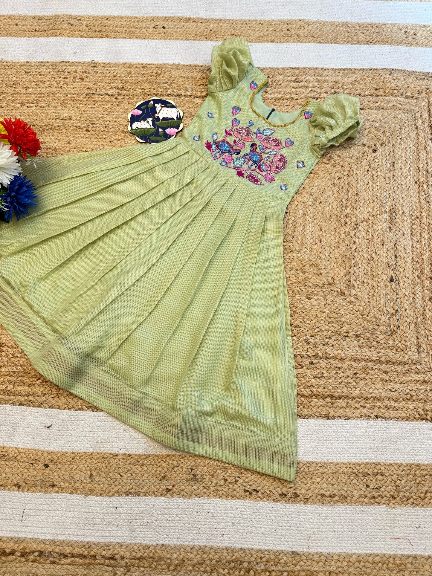 Kids Kora Gowns with embroidery work