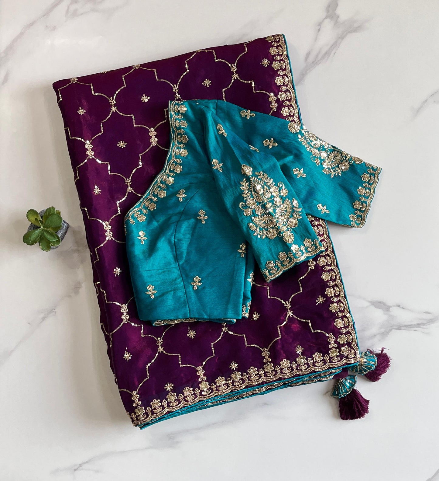 Luxe Pure Space silk Coding saree with stiched blosue