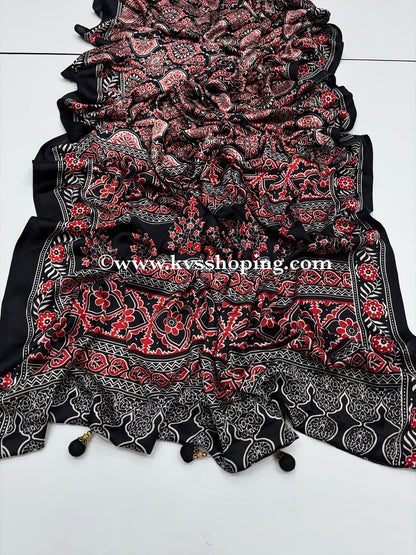 Soft Crepe Ajrakh Budget saree (Celebrate Inspired)