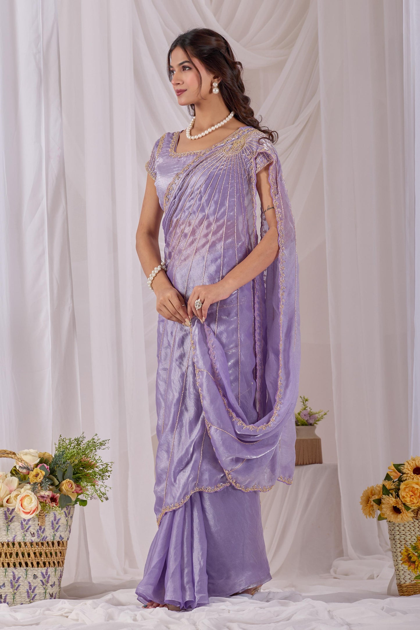 Space silk Luxe Maggam work saree Uniqe sarees
