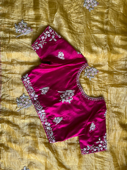 Saree With Stitched Organza Sarees