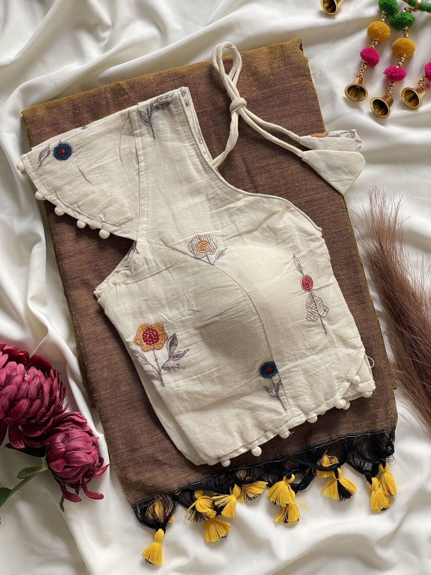 Khadi cotton with Heavy Embroidery work blouse