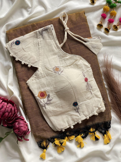 Khadi cotton with Heavy Embroidery work blouse
