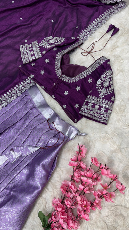 Sweetheart Neckline stitched Blouse  /Kanchipuram Lehenga