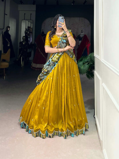 Kalamkari new vichitra  silk  Lehnags’s