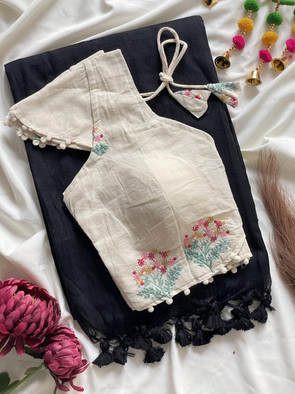 Khadi cotton with Heavy Embroidery work blouse