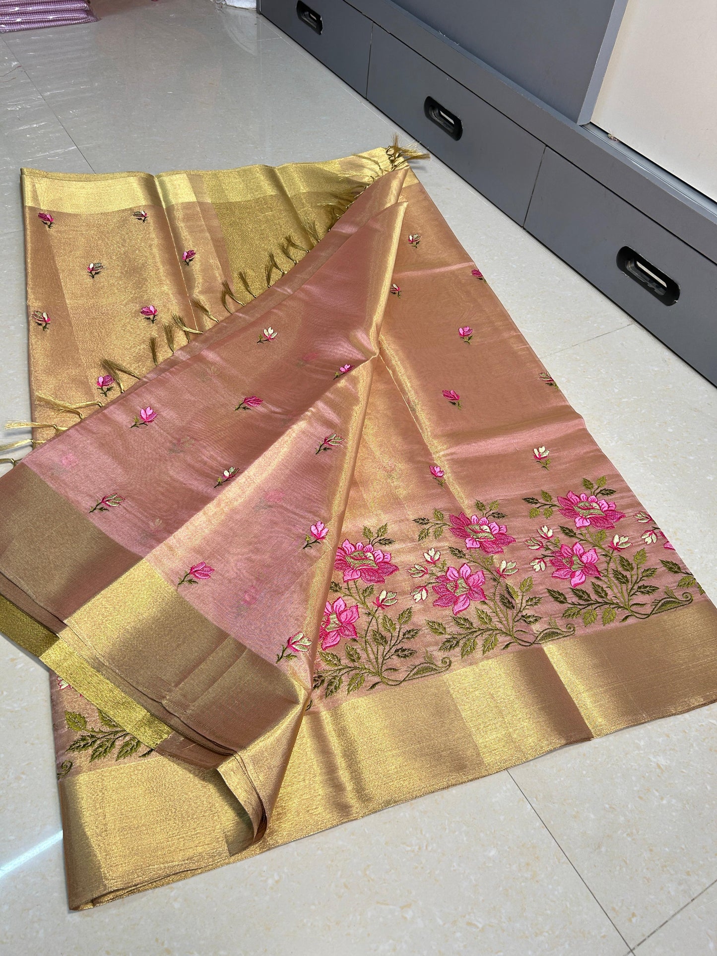 Embroidery Work tissue budget sarees