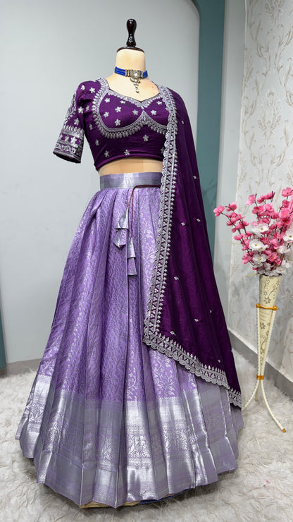 Sweetheart Neckline stitched Blouse  /Kanchipuram Lehenga