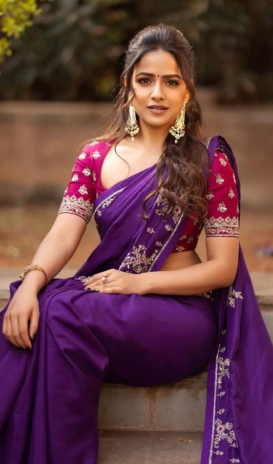 Celebrity inspired sari with stitched blouse