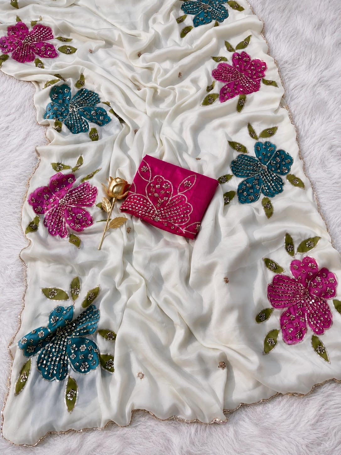 Hand brush painted rangoli silk trending saree