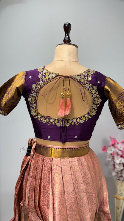 Kanchipuram semi pattu Lehenga with stitched work blouses