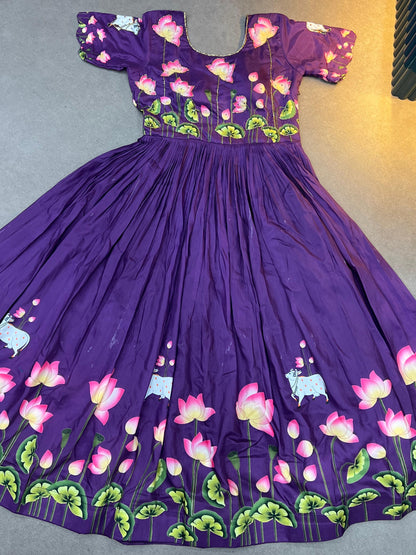 Lotus Pulmy Silk Gown With Embroidered Chinon Dupatta