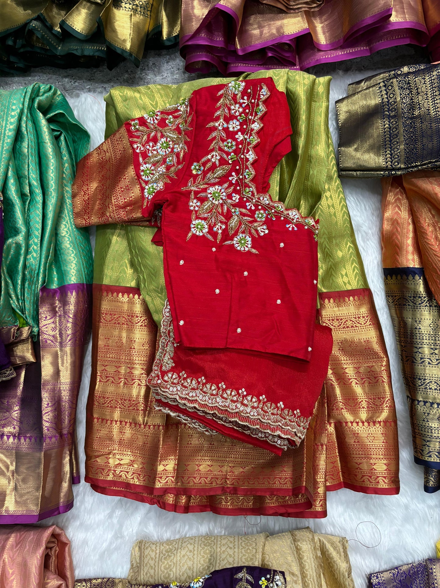 Kanchipuram Maggam work Lehenga sets