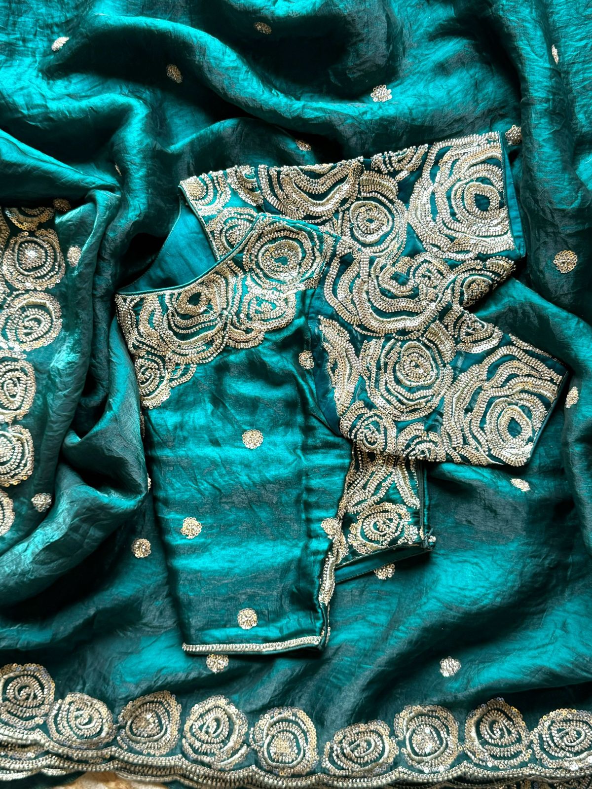 Luxe Saree With Stitched blouse space silk saree