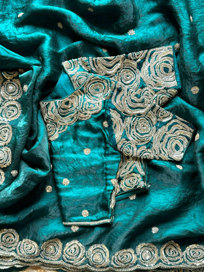Luxe Saree With Stitched blouse space silk saree