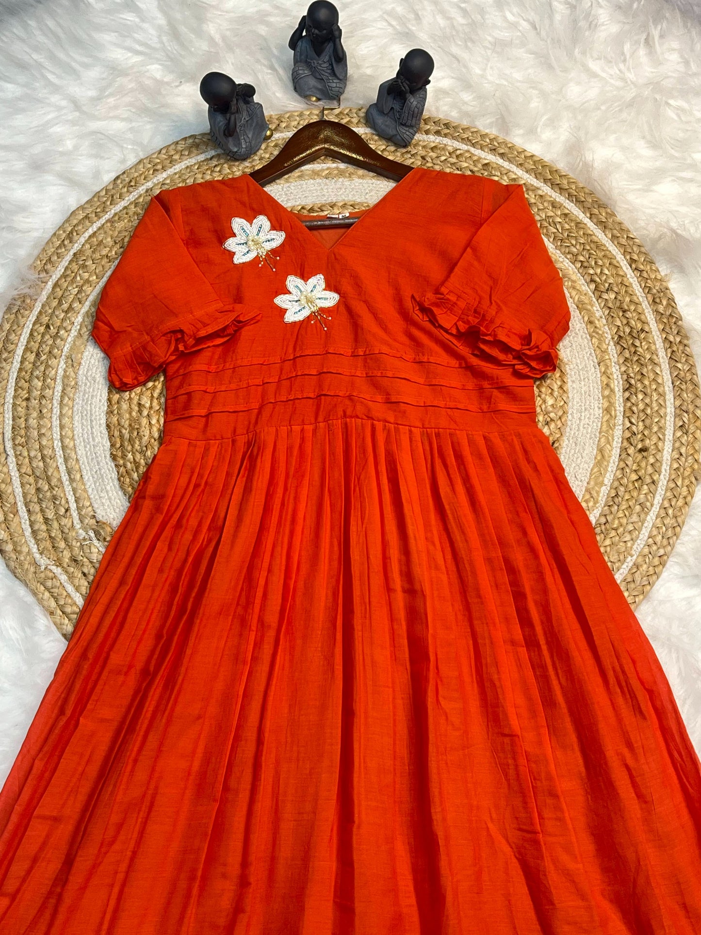 Hand work Mul Cotton party wear gowns
