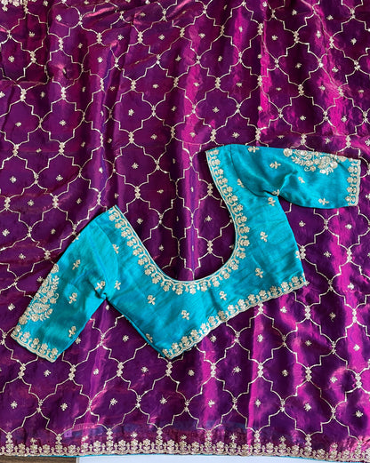 Luxe Pure Space silk Coding saree with stiched blosue
