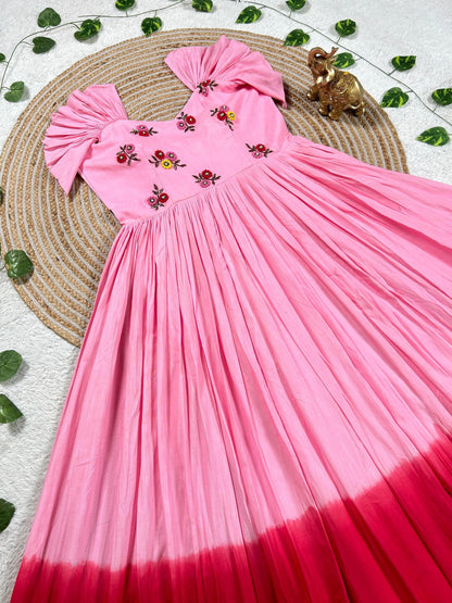 Mull mull maggam  work gowns