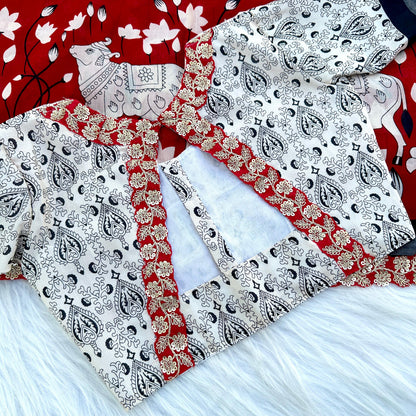 Mul mul cotton Pichwai saree with stitched blouse