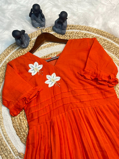 Hand work Mul Cotton party wear gowns