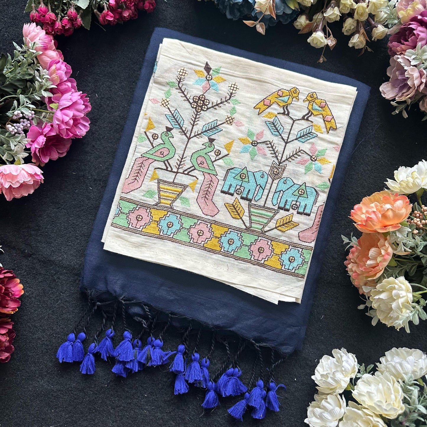Khadi cotton with embroidery work blouse