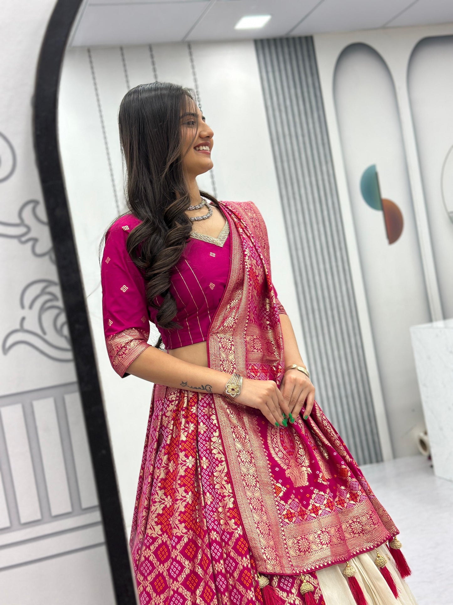 Trending  Concept lehenga with Banarasi saree
