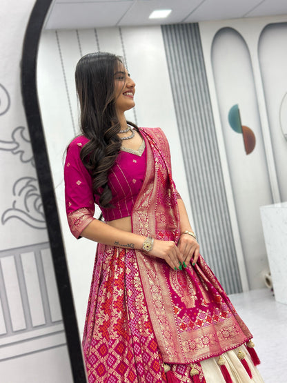 Trending  Concept lehenga with Banarasi saree