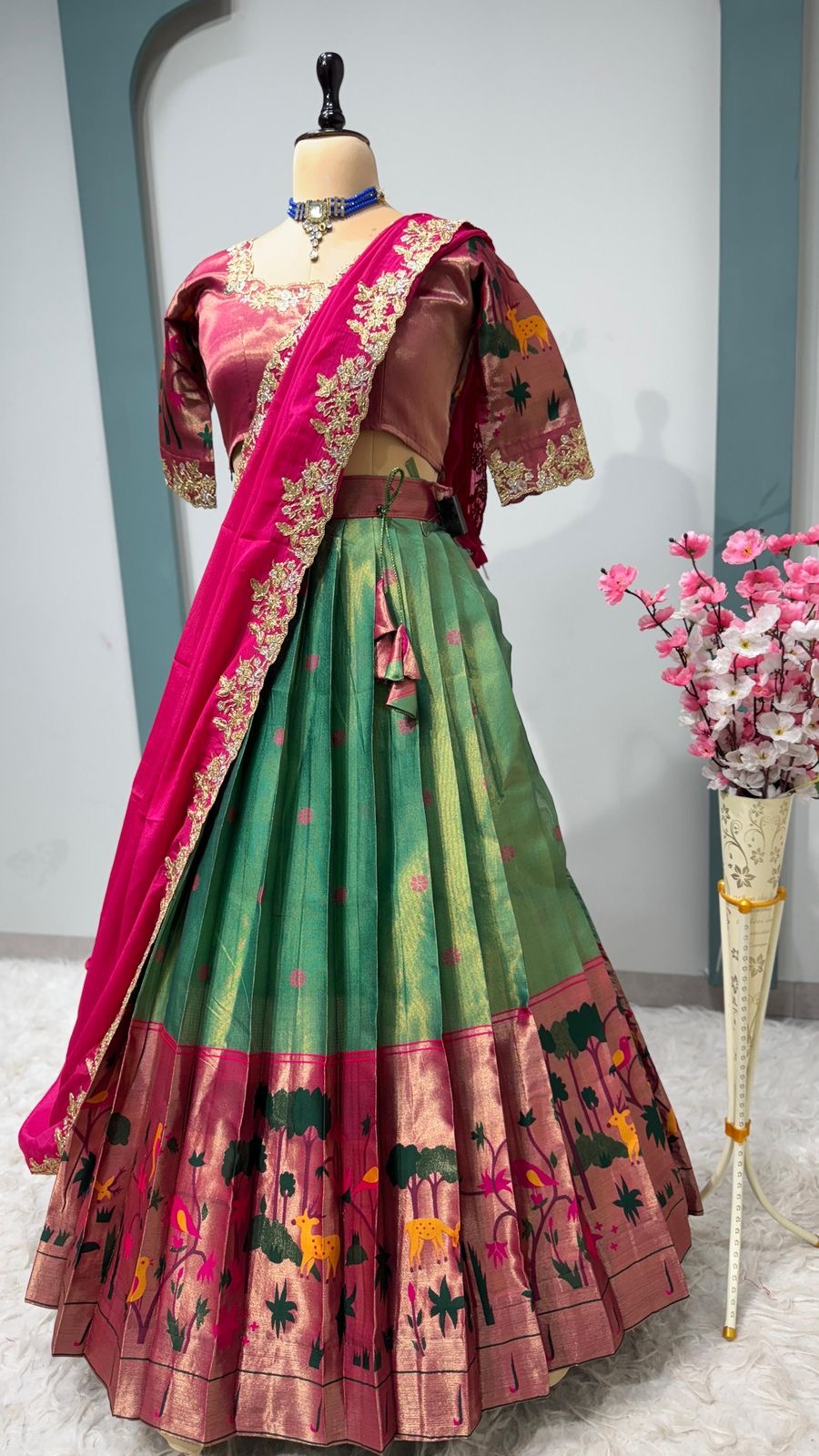 Two tone Paithani lehenga
