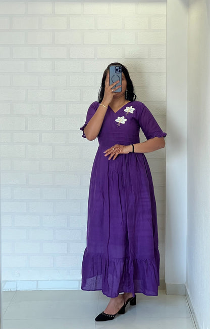 Hand work Mul Cotton party wear gowns