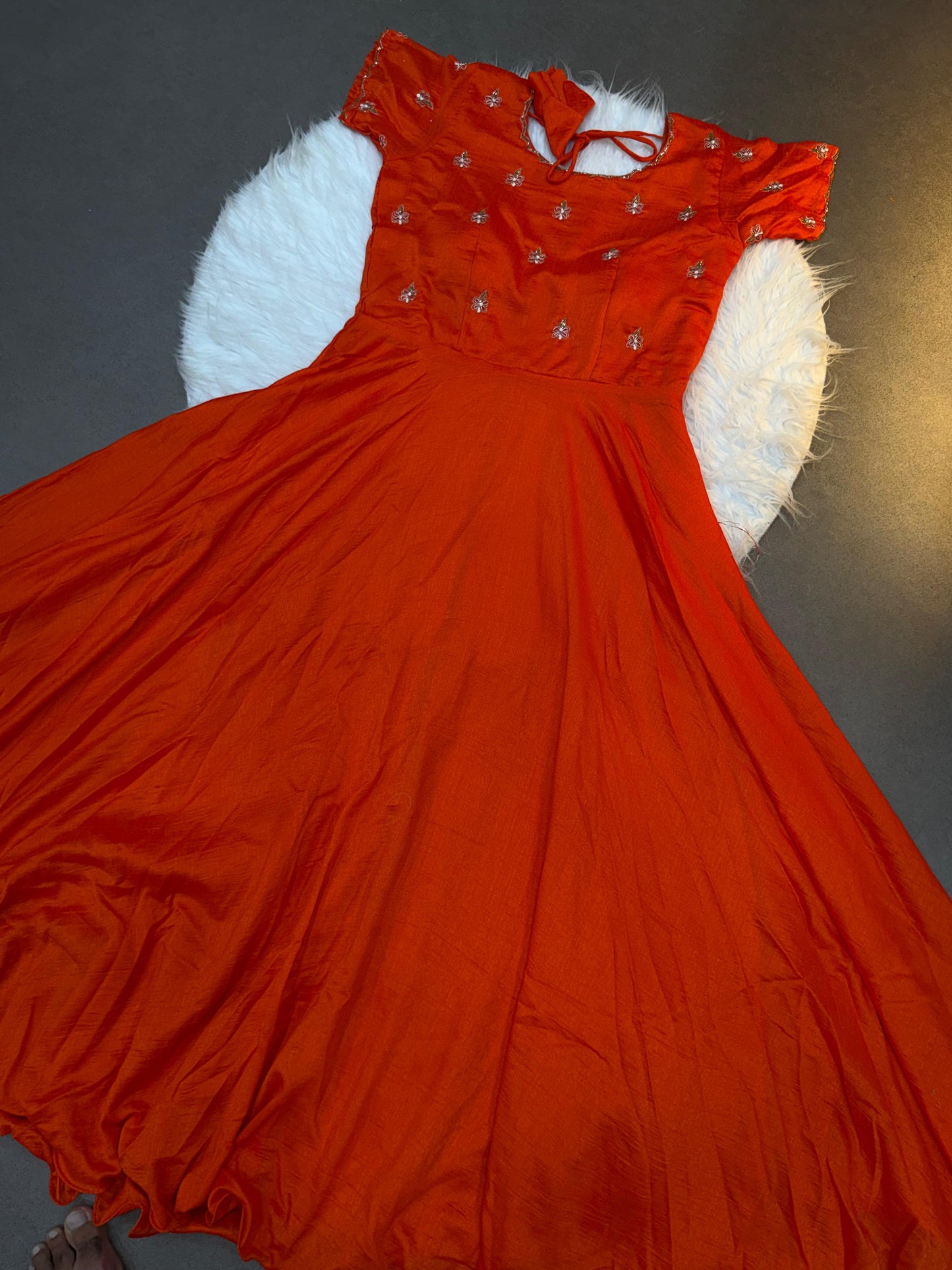 Cafe Maggam Orange Kalamkari Gown