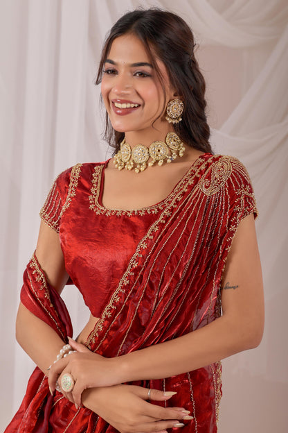 Space silk Luxe Maggam work saree Uniqe sarees