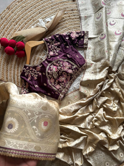 Desginer Luxe Stitched Blouse Saree