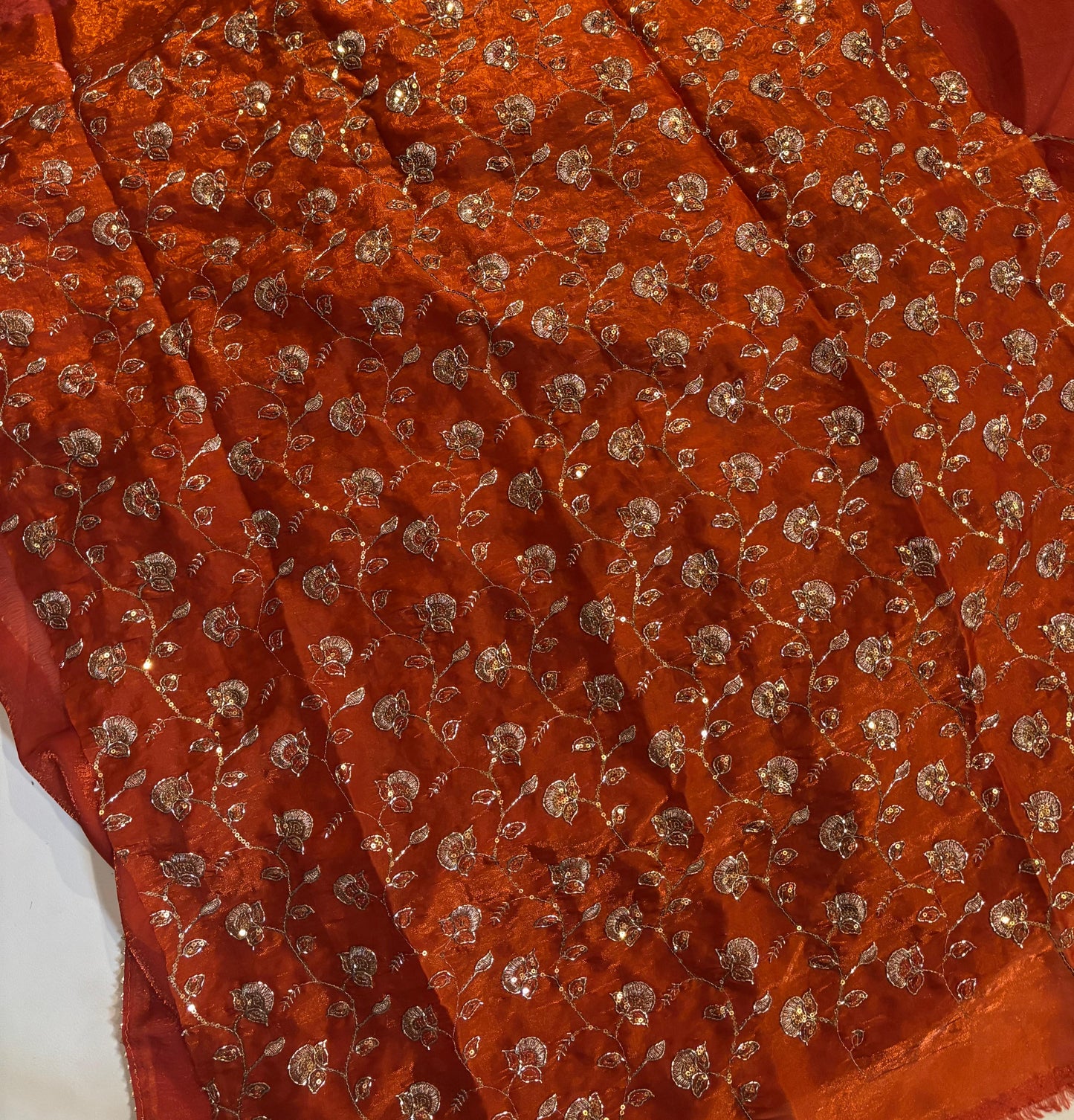 Rust Orange Desginer saree with Stitched Blouse Instgram best seller