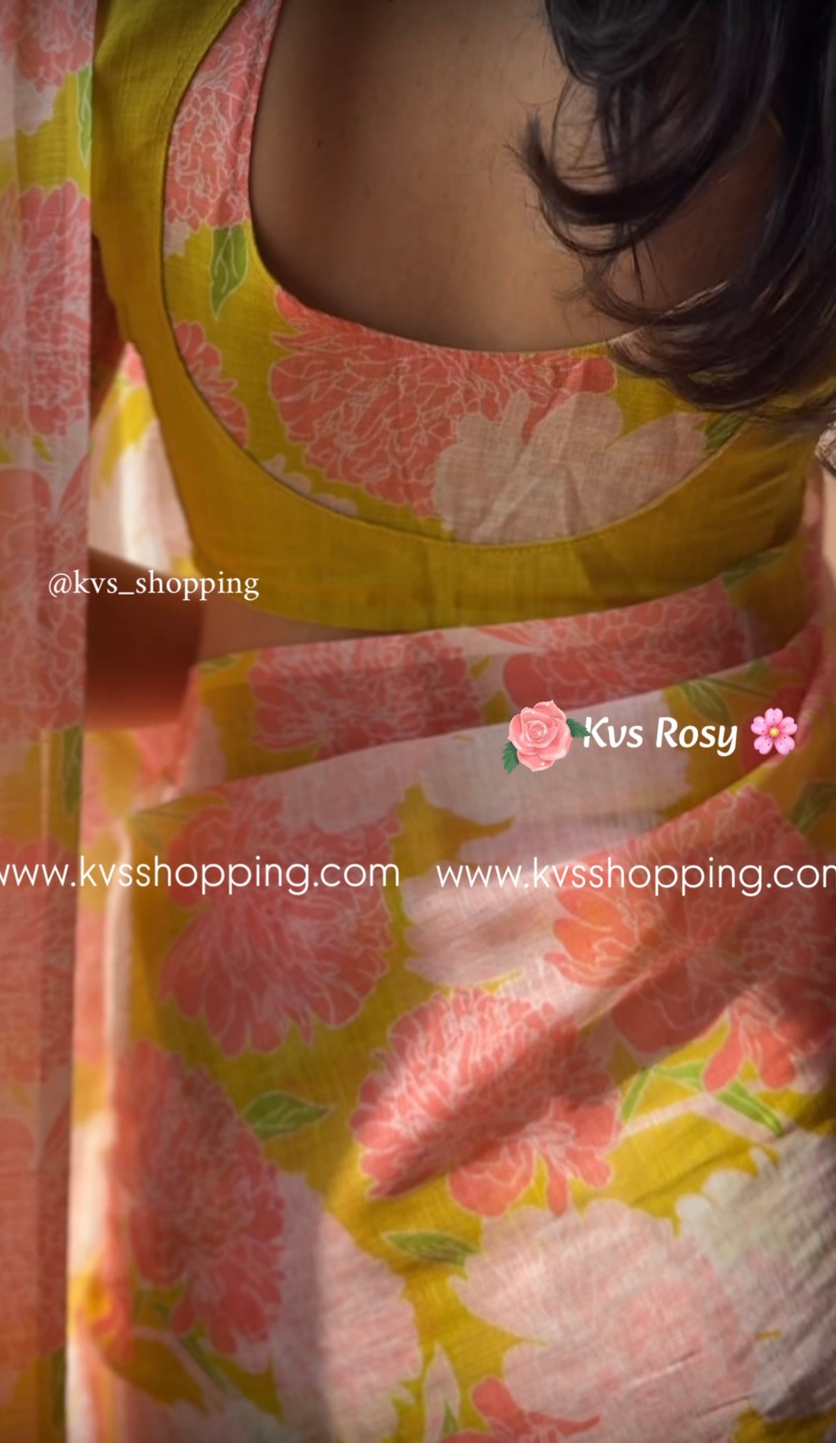 Kvs Rosy Lenin saree with stitched blouse