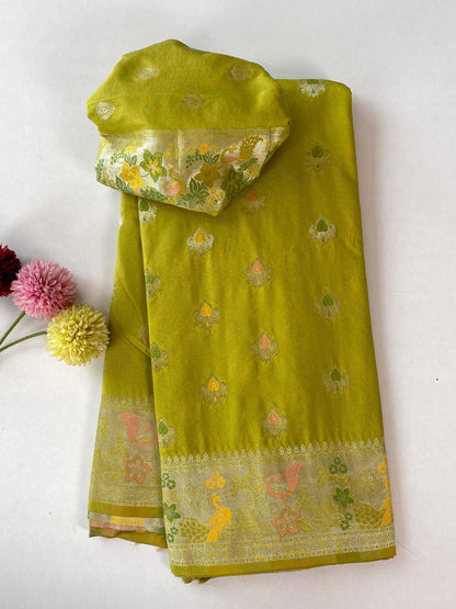 Crape Dola silk with Paithani zari luxe  saree